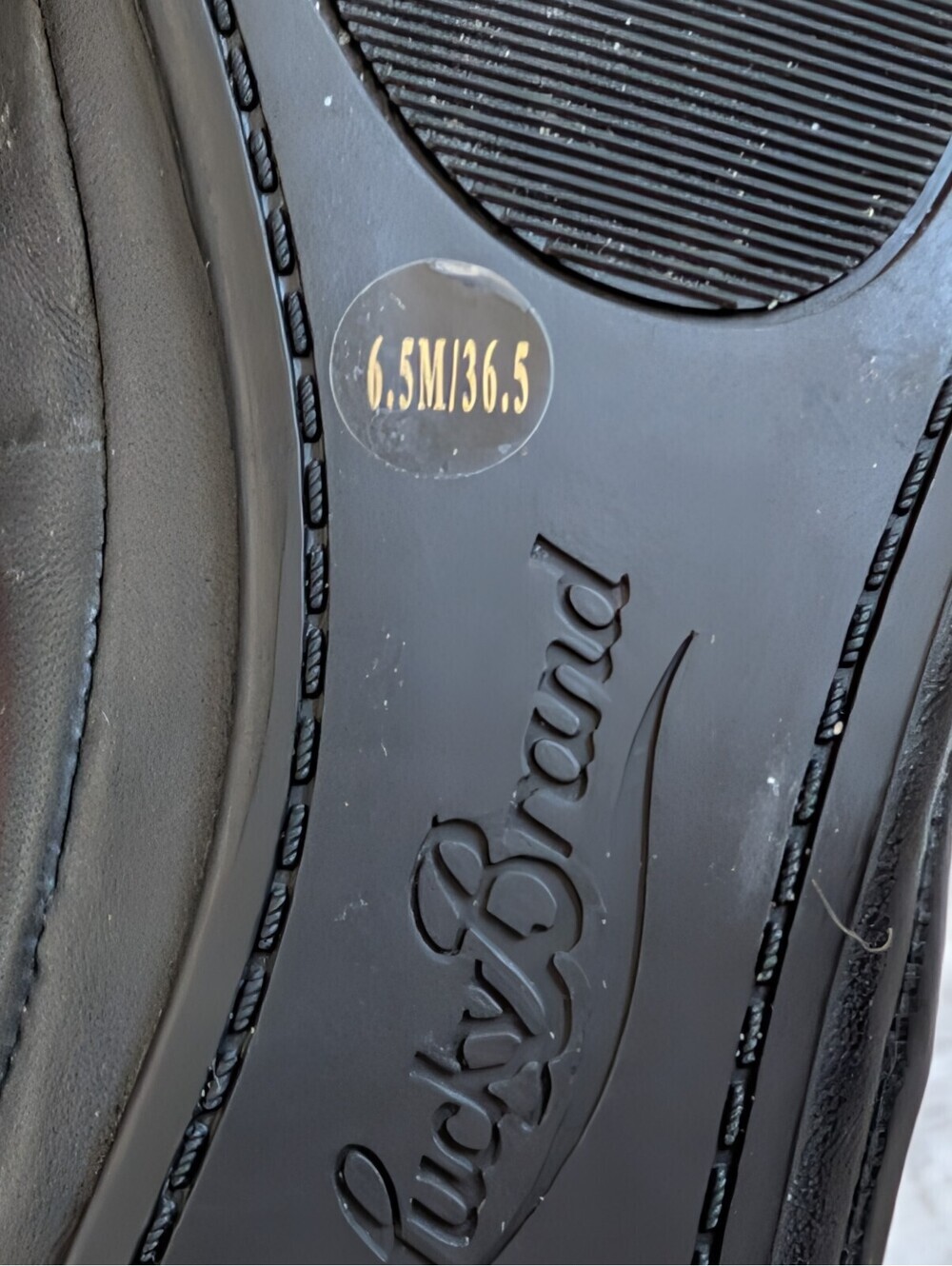Lucky Brand LK-Emmie Black Oiled Cabretta Leather Flats Size 6.5M - Picture 2 of 5